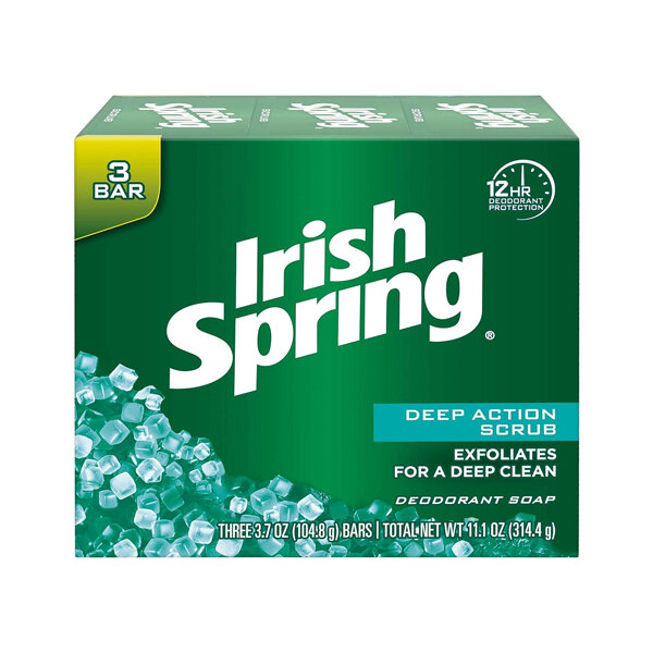 IRISH SPRING BAR SOAP DEEP ACTION SCRUB 18X3X3.7OZ