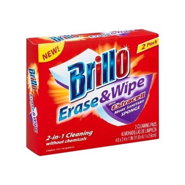 BRILLO ERASE &amp; WIPE W/ ESTRACELL SPONGES 12X2CT