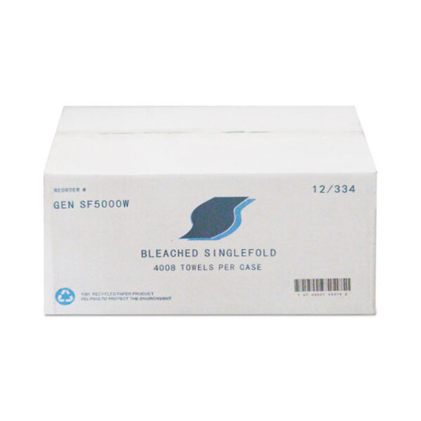 GEN WHITE SINGLE FOLD TOWEL 12X334CT