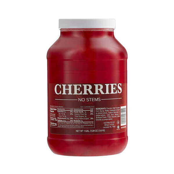 COUNTRY BARN RED MARASCHINO CHERRIES NO STEM 4X1GAL