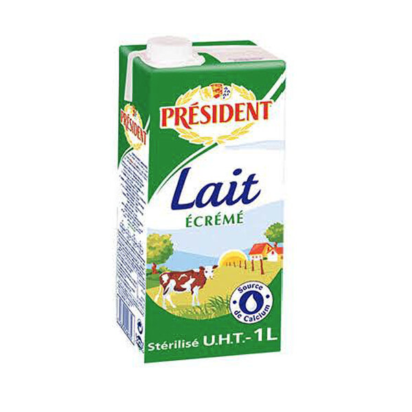 PRESIDENT SKIMMED MILK TETRA 12/1L (460322)