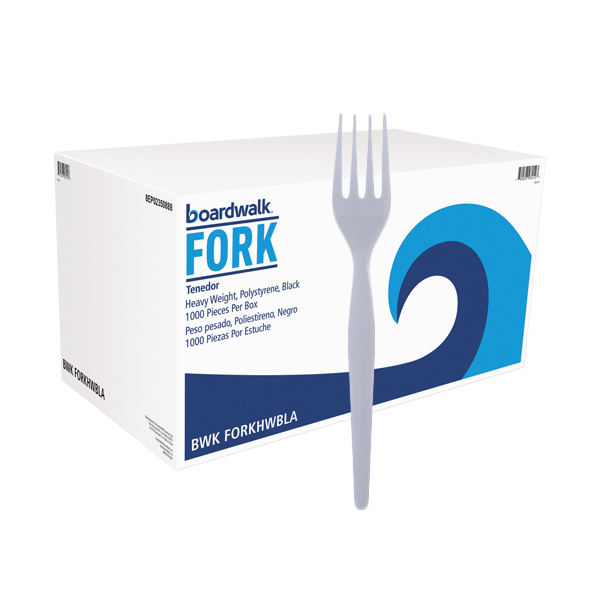 BOARDWALK WHITE PLASTIC FORKS HEAVY WEIGHT 1000CT