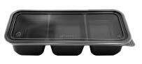 MAXIPLAST 8&quot;X3&quot;X1.5&quot; 3 COMP. BLACK BASE W/ TRANSLUCENT LID 500CT