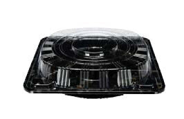 MAXIPLAST 6 COMP. PARTY BLACK TRAY SQUARE 100CT