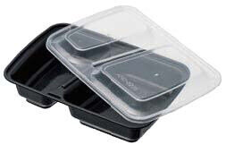 MAXIPLAST 30OZ 2 COMP. BLACK CONTAINER 150CT