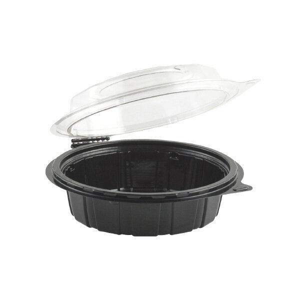 GOURMET CLASSICS 6&quot; BLACK BASE &amp; CLEAR DOME HINGED CLAMSHELL 200CT