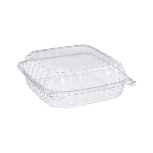 DART CLEAR HINGED LID CONTAINERS ONE COMPARTMENT 8 7/8&quot;X9 3/8&quot; X3&quot; 2X100CT (C95PST1)