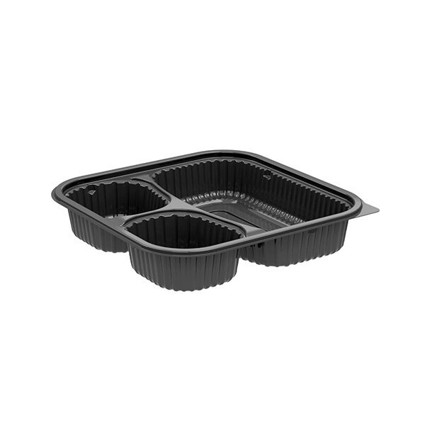 CULINARY SQUARES 8&quot;X8&quot; 3 COMP BLACK BASE CONTAINER 300CT