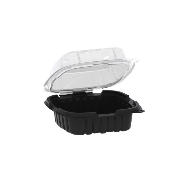 CRISP FOOD TECH. 6&quot; X 6&quot; BLACK BASE &amp; CLEAR LID HINGED CONT. 300CT