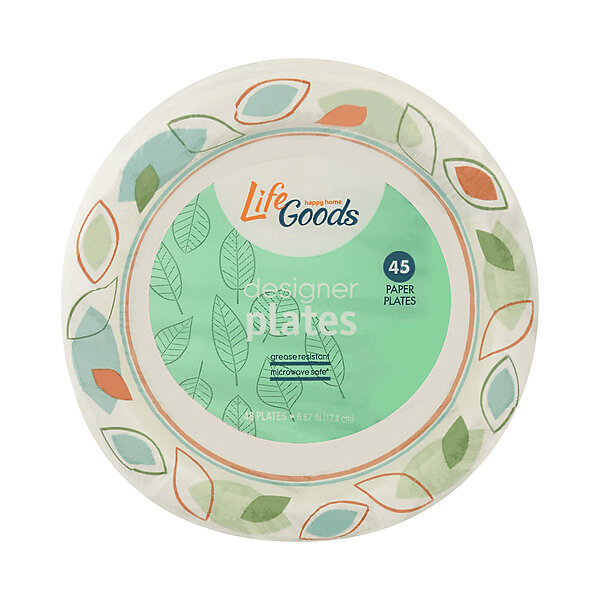 LIFE GOODS 9&quot; DESIGNER PAPER PLATES 12X45CT