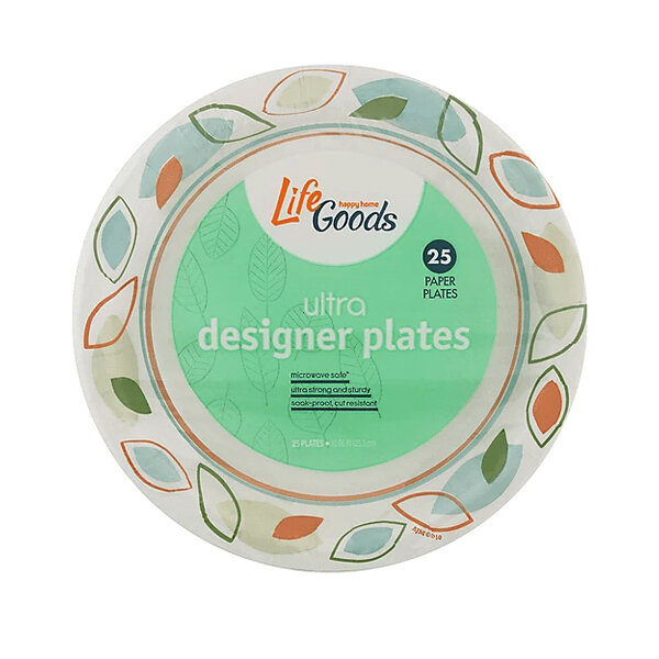 LIFE GOODS 10&quot; DESGINER PAPER PLATES 10X25CT