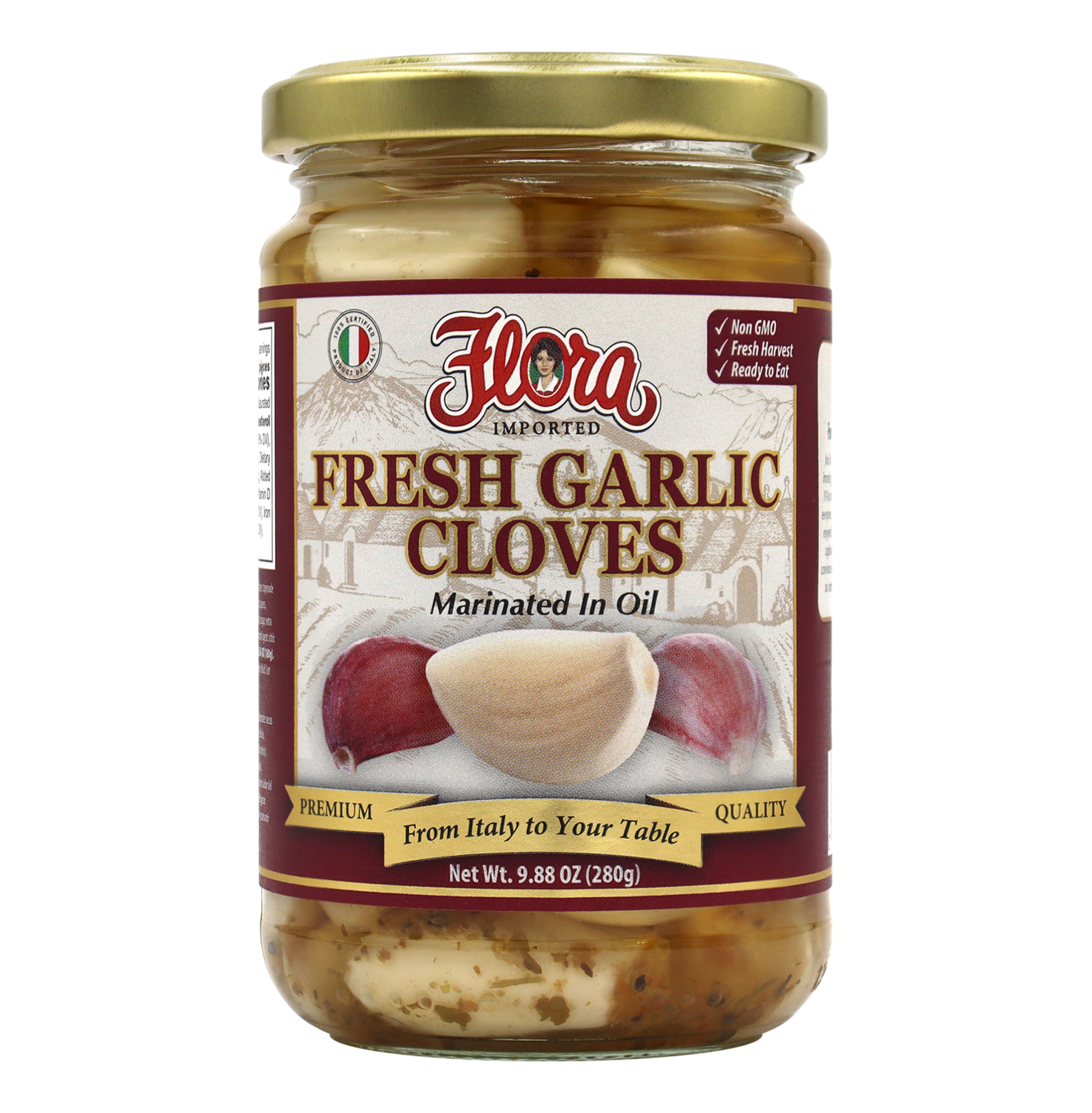 FLORA GARLIC WHOLE MARINATED IN OIL 6X10OZ