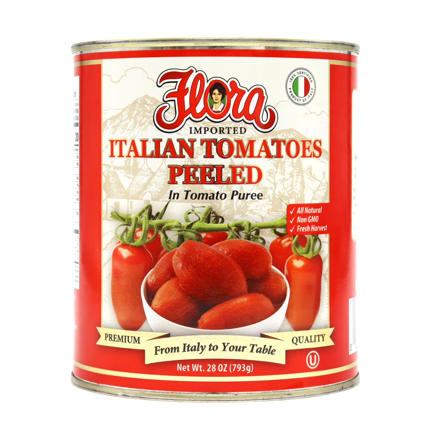 FLORA TOMATOES ITALIAN PEELED 12X28OZ