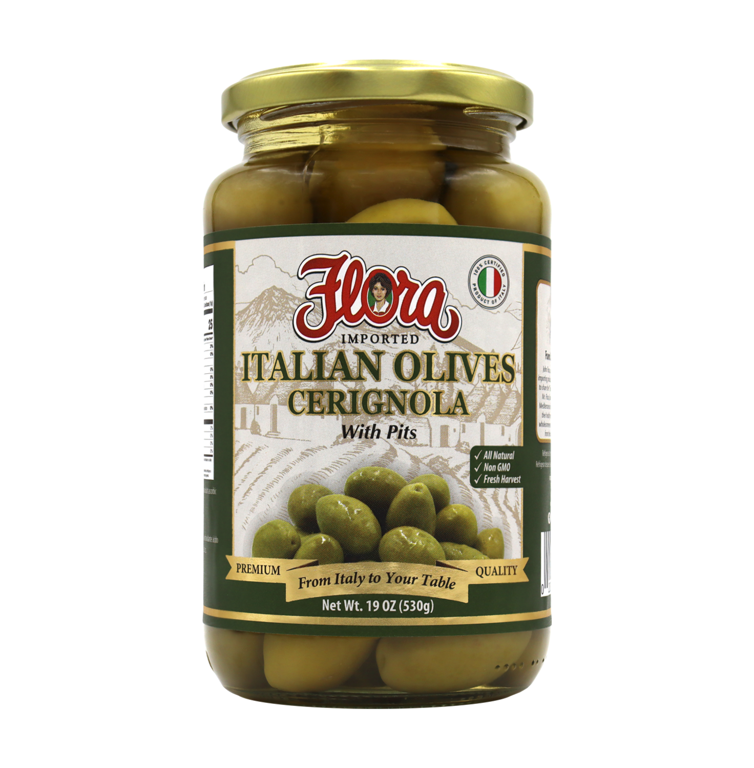 FLORA CERIGNOLA OLIVES 6X19OZ