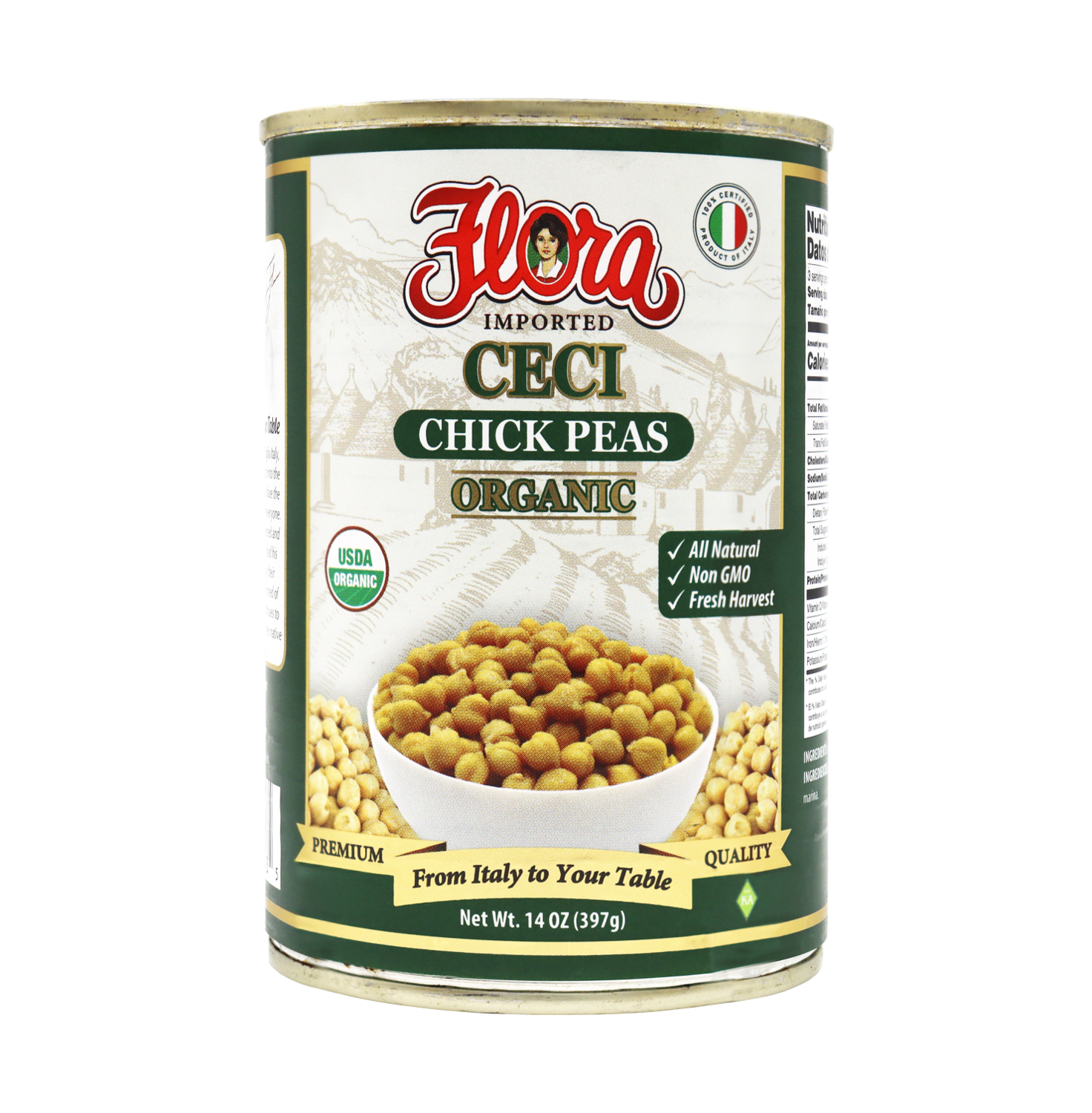 FLORA BEANS CHICK PEAS ORGANIC 12X14OZ