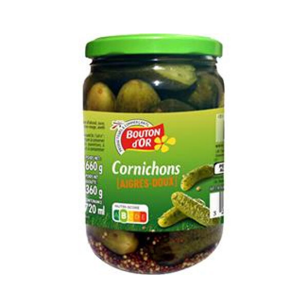 BOUTON D&#39;OR CORNICHONS AIGRES DOUX 12X360G (934125)