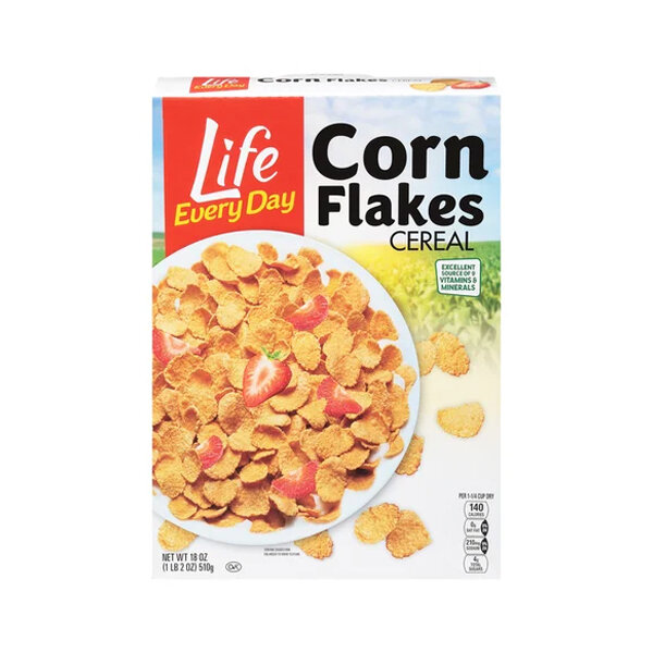 LIFE EVERY DAY CORN FLAKES CEREAL 12X18OZ