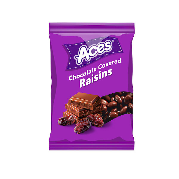 ACES CHOCOLATE COVERED RAISINS 8X3.5OZ