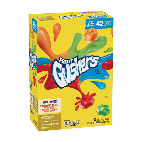 GUSHERS FRUIT SNACK STRAWBERRY TROPICAL 10X4.8OZ