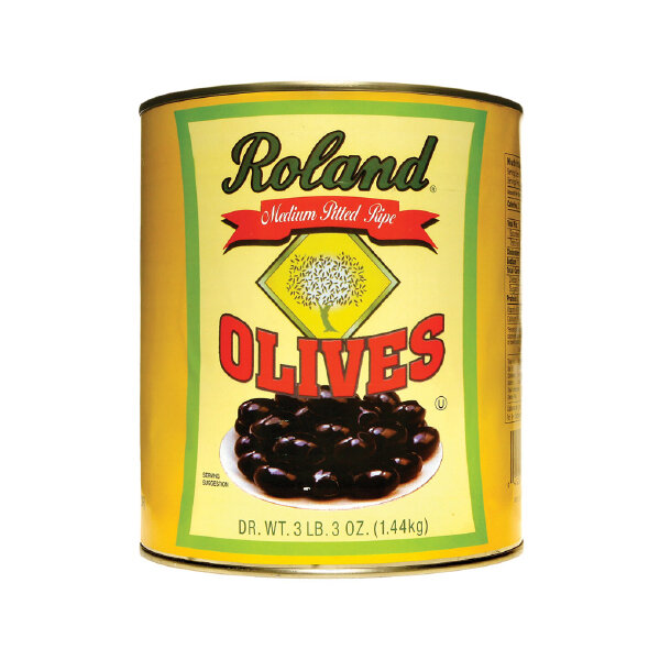 ROLAND MEDIUM PITTED RIPE OLIVES 6X10#
