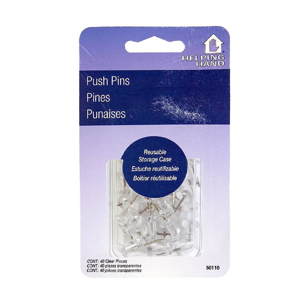 HELPING HAND PUSH PINS CLEAR 3X1CT