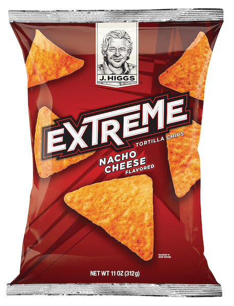 J HIGGS XTREME NACHO CHEESE TORTILLA CHIPS 12X9.25OZ