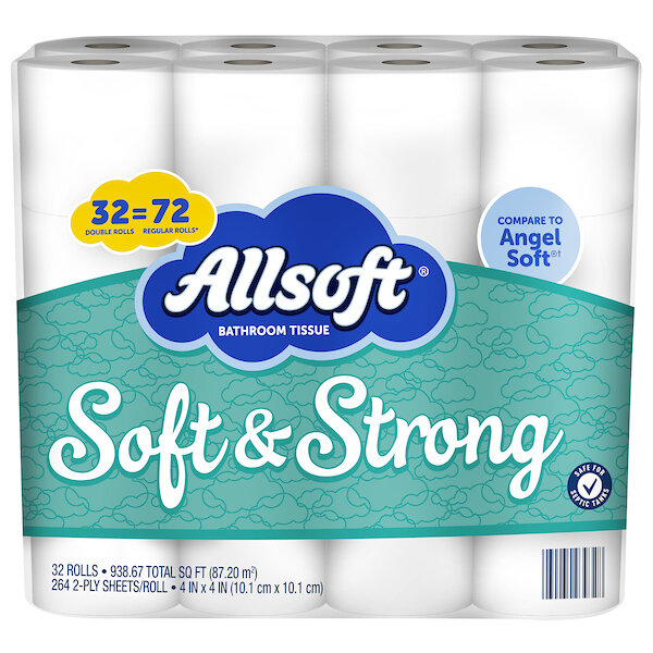 ALLSOFT BATH TISSUE DOUBLE ROLL 32X2CT