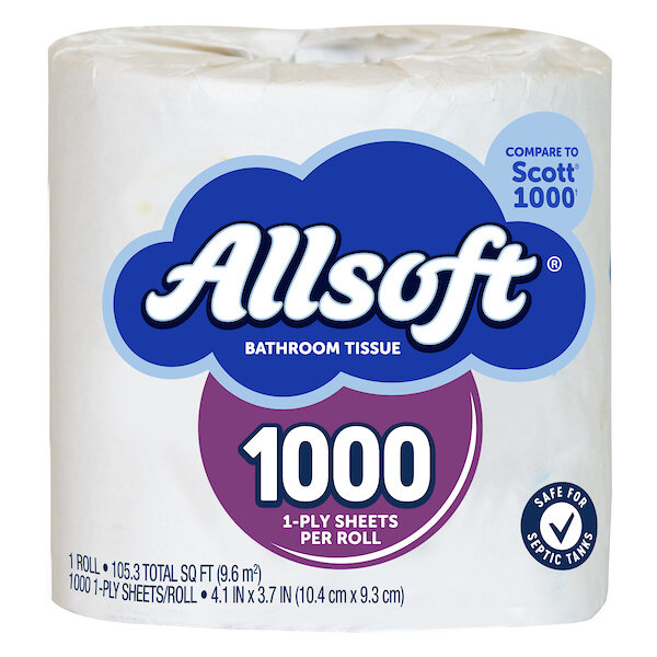 ALLSOFT SINGLE ROLL BATH TISSUE 60X1CT