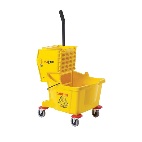 WINCO MOP BUCKET W/ WRINGER, 26 QT - YELLOW 1CT