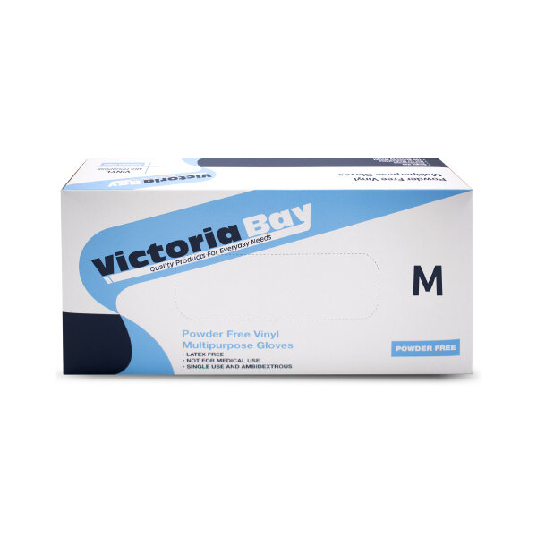 VIC. BAY MEDIUM POWDER FREE VINYL GLOVE 10X100CT