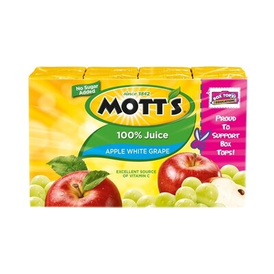 MOTT&#39;S 100% APPLE &amp; WHITE GRAPE JUICE 32X6.75OZ