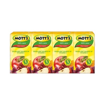 MOTT&#39;S 100% MINI FRUIT PUNCH JUICE 44X4.23OZ