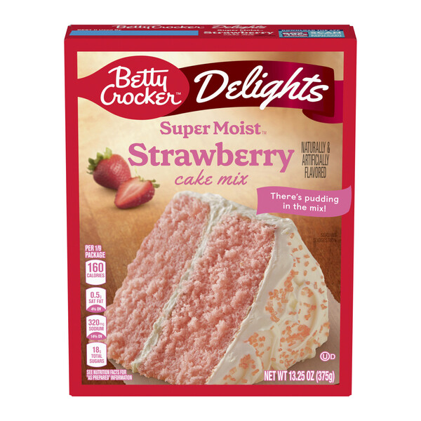 BETTY-CROCKER DELIGHTS SUPER MOIST STRAWBERRY CAKE MIX 12X13.25OZ