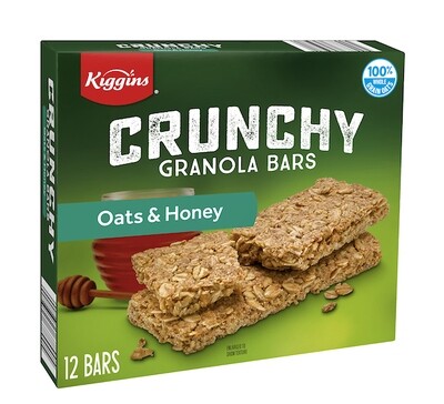 KIGGINS OAT &amp; HONEY GRANOLA BARS 12X8.9OZ