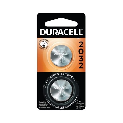 DURACELL 3V CR2032B2 LITHIUM BATTERY 6X2CT