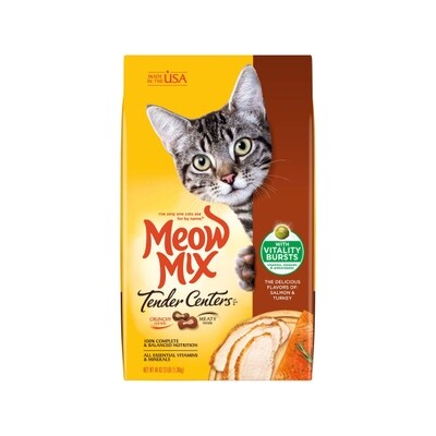 MEOW MIX TENDER CENTERS SALMON &amp; TURKEY 4X3#