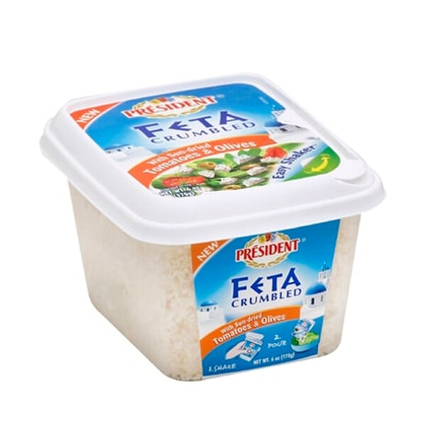 PRESIDENT FETA TOMATO &amp; OLIVE FETA CRUMBLE 8/6 OZ. (0880)