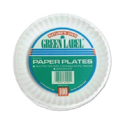 GREEN LABEL 9&quot; PAPER PLATES 10X100CT
