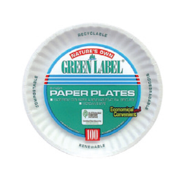 GREEN LABEL 6" PAPER PLATES 10X100CT