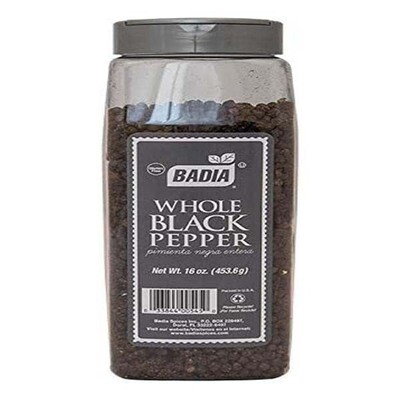 BADIA WHOLE BLACK PEPPER 6X16OZ