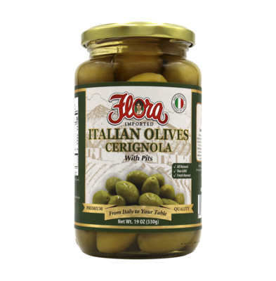 FLORA CERIGNOLA OLIVES 6X19OZ