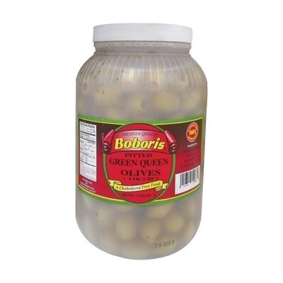 BOBORIS PITTED GREEN QUEEN OLIVES 4X1GAL