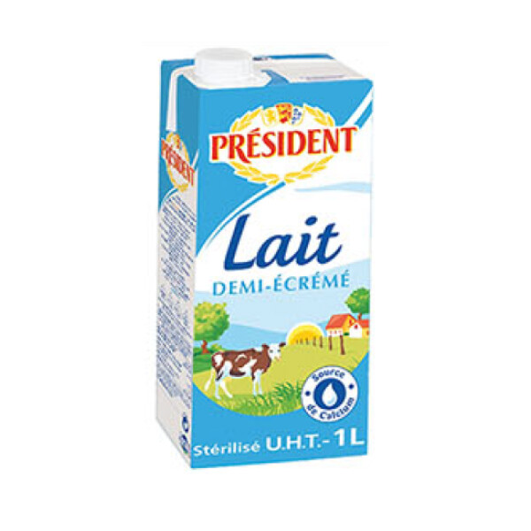 PRESIDENT SEMI-SKIMMED MILK TETRA 12/1L(160093)  EXP 04/29/25