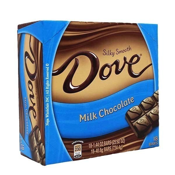 DOVE MILK CHOCOLATE BARS BOX 18X1.44OZ
