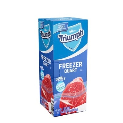 TRIUMPH FREEZER BAGS QUART ZIPPER 12X40CT (37577)