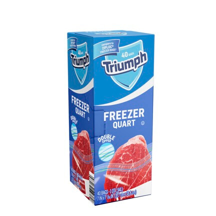 TRIUMPH FREEZER BAGS QUART ZIPPER 12X40CT (37577)