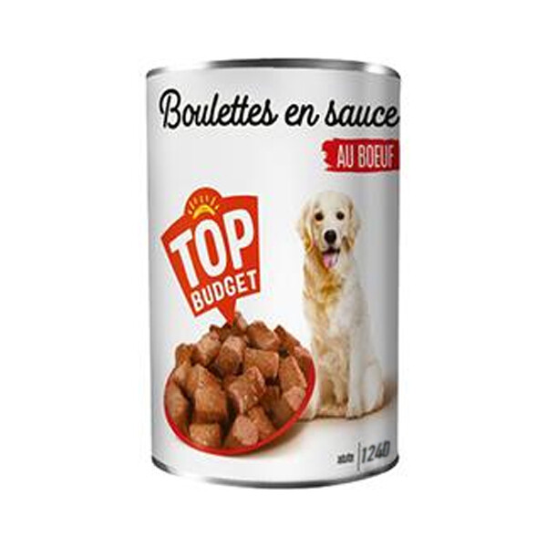 TOP BUDGET BOULETTES EN SAUCE AU BOEUF POUR CHIEN 6X1240G