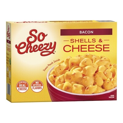 SO CHEEZY SHELLS &amp; CHEESE BACON 12X10.3OZ
