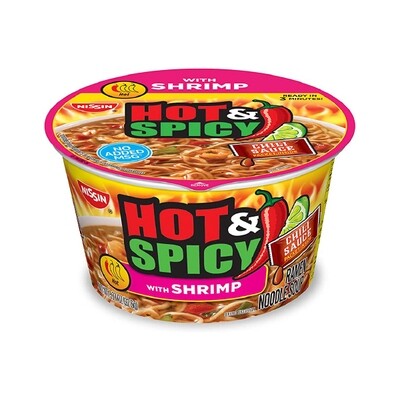 NISSIN BOWL NOODLES HOT &amp; SPICY SHRIMP 6X3.32OZ