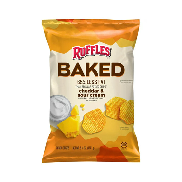 RUFFLES POTATO CHIPS CHEDDAR &amp; SOUR CREAM BAKED 10X6OZ